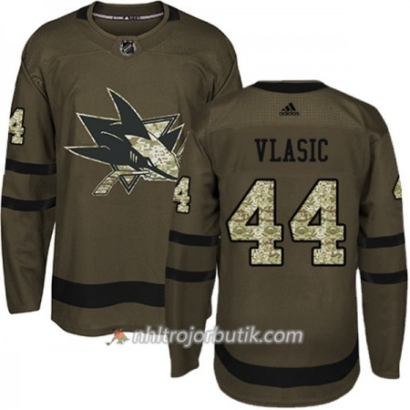 Män Ishockey San Jose Sharks Tröja Marc-Edouard Vlasic 44 Adidas 2017-2018 Camo Grön Authentic